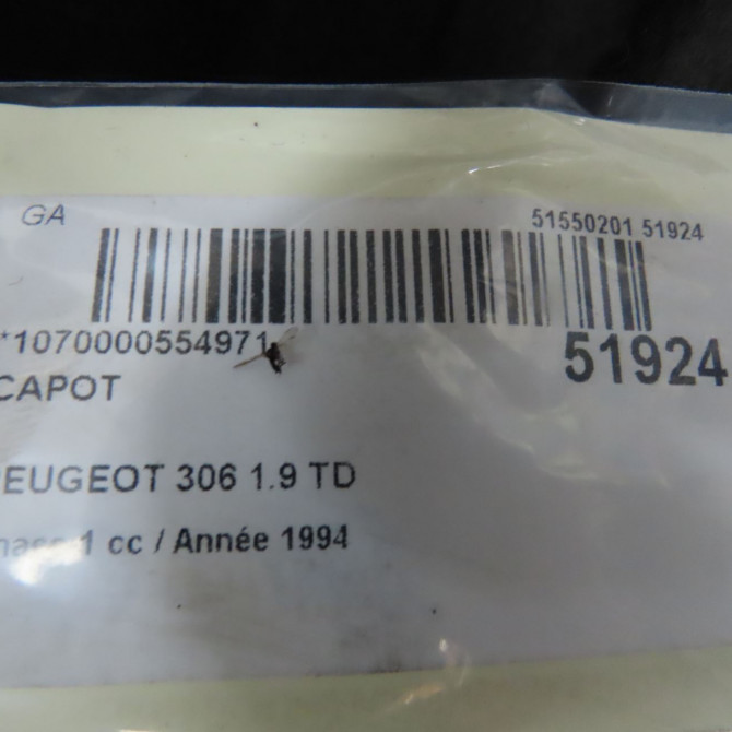 Capot occasion PEUGEOT 306 Phase 1 09-1994->03-1997 1.9 TD 7901E4 7