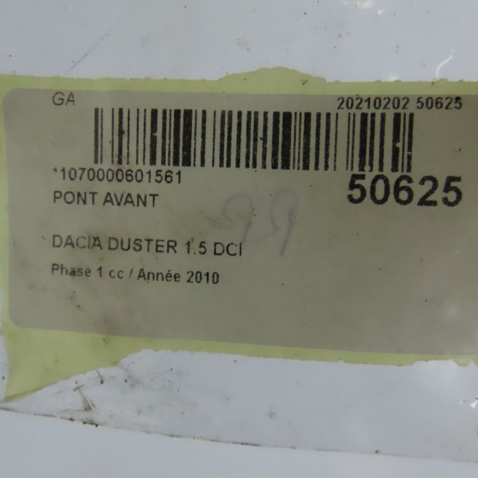 Pont avant occasion DACIA DUSTER Phase 1 03-2010->12-2013 1.5 DCI 110ch 7