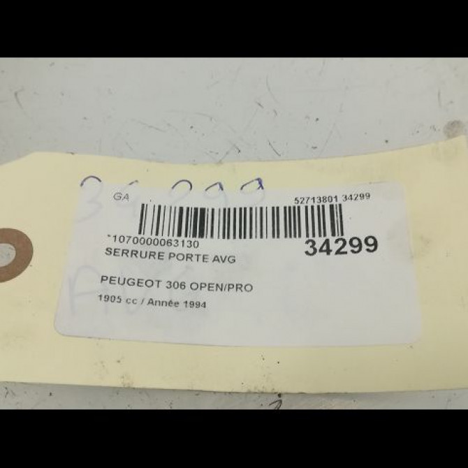 Serrure porte avg occasion PEUGEOT 306 Phase 1 09-1994->03-1997 9135H2 4