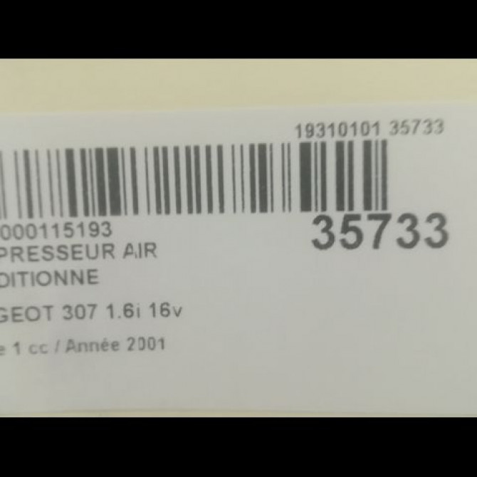 Compresseur air conditionne occasion PEUGEOT 307 Phase 1 04-2001->06-2005 1.6i 16v 6453JP 5