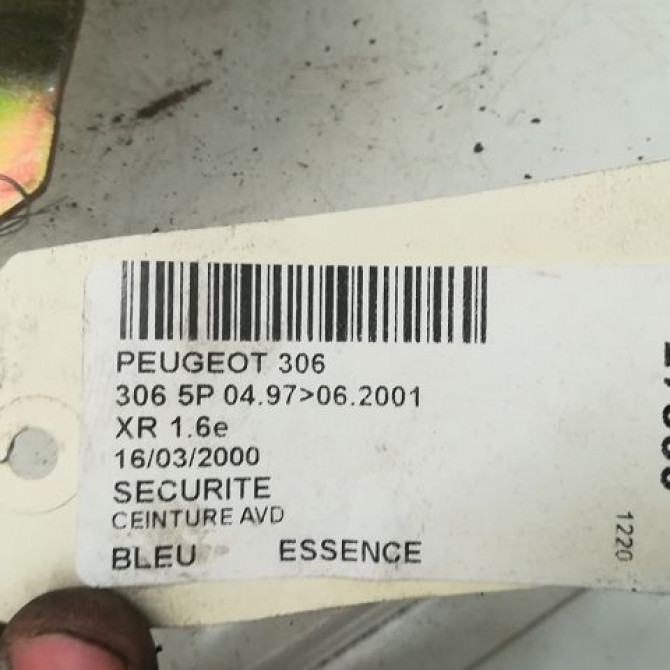 Ceinture avant droite occasion PEUGEOT 306 Phase 2 04-1997->03-2002 1.6i 8973T0 3