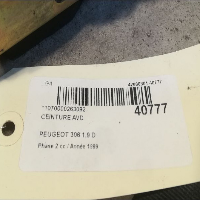 Ceinture avant droite occasion PEUGEOT 306 Phase 2 04-1997->03-2002 1.9 D 8973T0 4