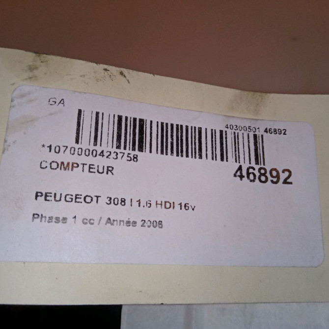Compteur occasion PEUGEOT 308 I Phase 1 09-2007->03-2011 1.6 HDI 16v 90ch 9806132480 4