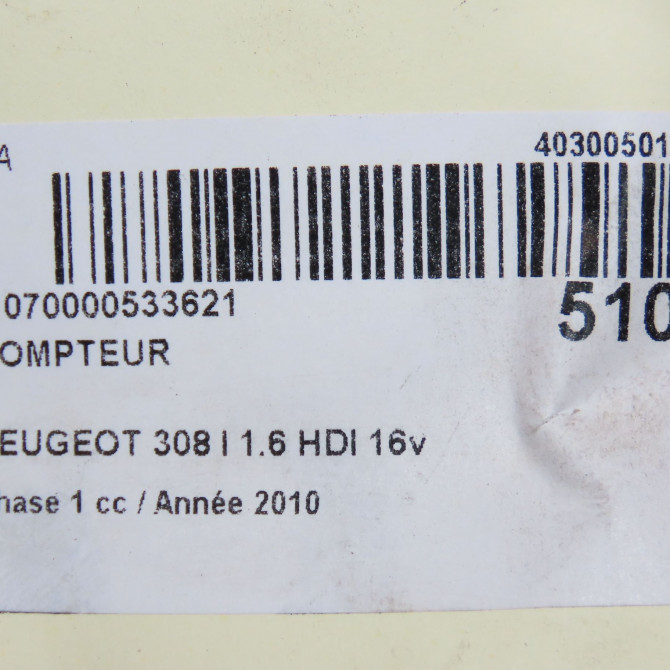Compteur occasion PEUGEOT 308 I Phase 1 09-2007->03-2011 1.6 HDI 16v 90ch 9806132480 7
