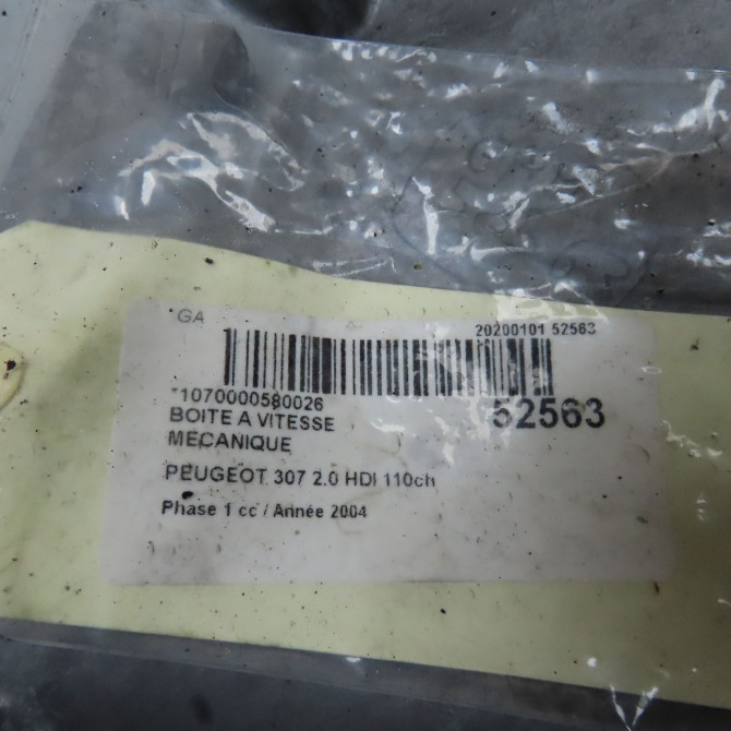 Boîte à vitesse mecanique occasion PEUGEOT 307 Phase 1 04-2001->06-2005 2.0 HDI 110ch 2222LG 6