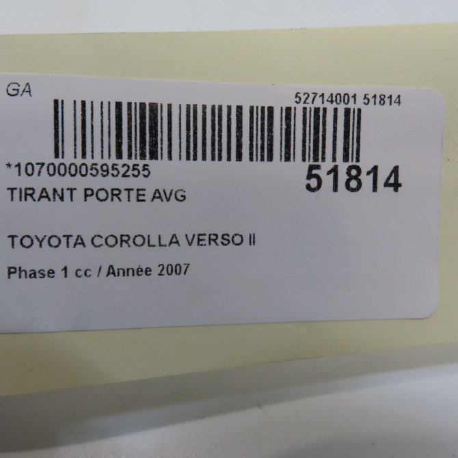Tirant porte avg occasion TOYOTA COROLLA VERSO II Phase 1 05-2004->06-2007 136 D-4D 6862064010 5