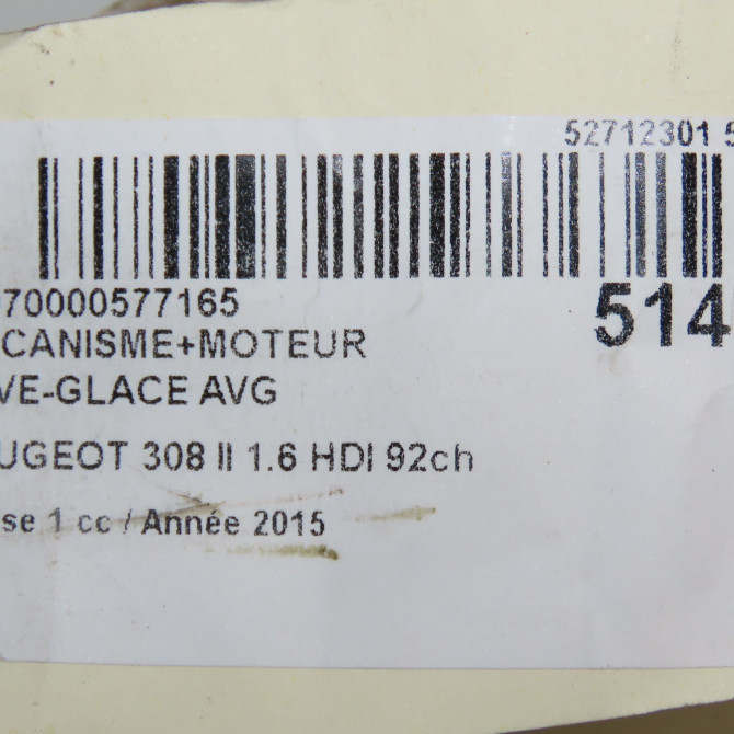 Mecanisme+moteur leve-glace avg occasion PEUGEOT 308 II 308 II Phase 1 2013-06-01->2017-08-31 1.6 HDI 92ch 6