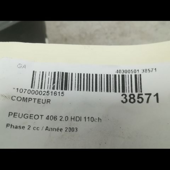 Compteur occasion PEUGEOT 406 Phase 2 04-1999->04-2004 2.0 HDI 110ch 6104YP 3