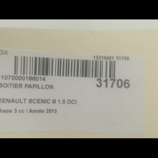 Boitier papillon occasion RENAULT SCENIC III Phase 3 04-2013->... 1.5 DCI 110ch 3