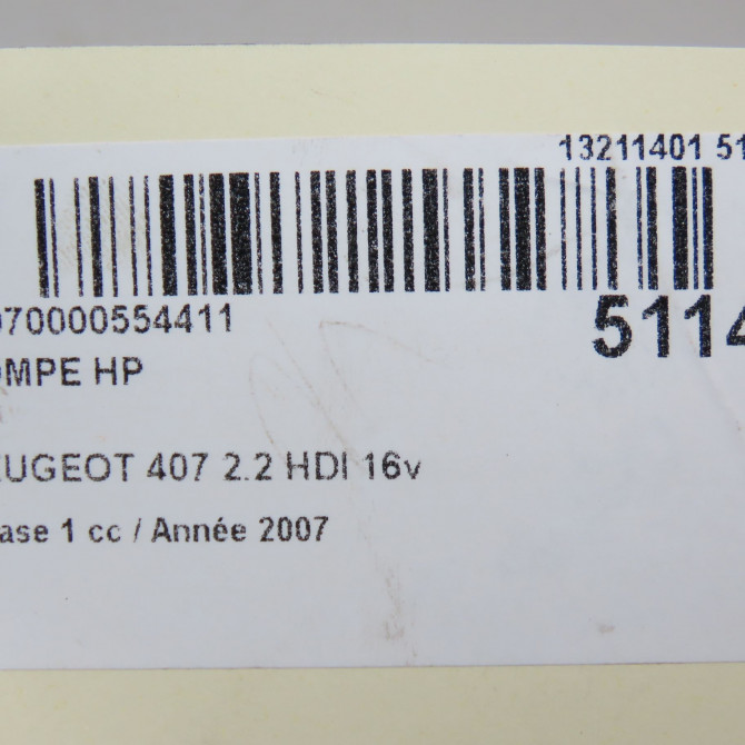 Pompe hp occasion PEUGEOT 407 Phase 1 04-2004->07-2008 2.2 HDI 16v 1920PH 7