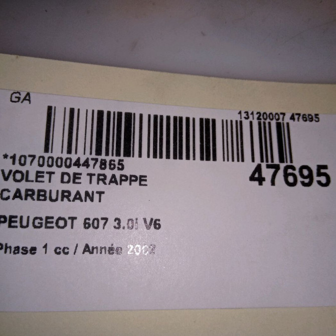 Volet de trappe carburant occasion PEUGEOT 607 Phase 1 11-1999->09-2004 3.0i V6 151781 5