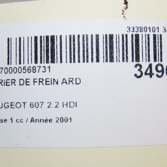 Etrier de frein arrière droit occasion PEUGEOT 607 Phase 1 11-1999->09-2004 2.2 HDI 4400L2 6