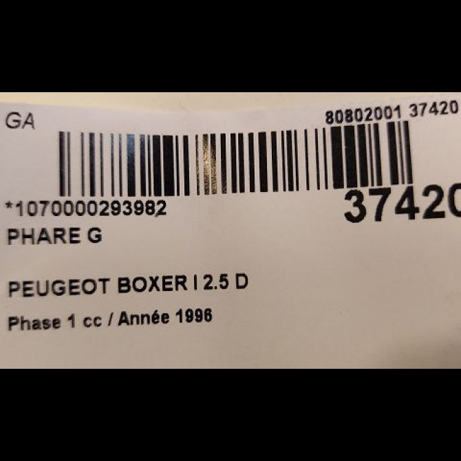 Phare gauche occasion PEUGEOT BOXER I Phase 1 07-1994->02-2002 2.5 D 6204AF 3