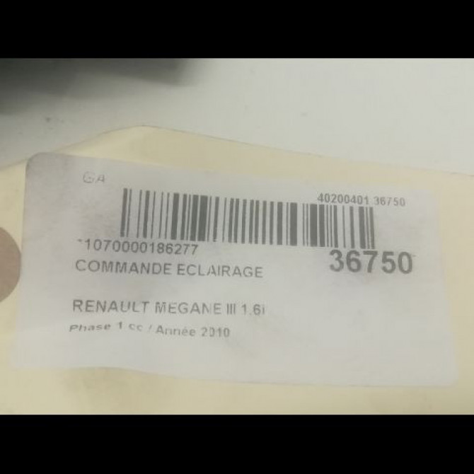Commande eclairage occasion RENAULT MEGANE III Phase 1 11-2008->01-2012 1.6i 16v 110ch 255670019R 3
