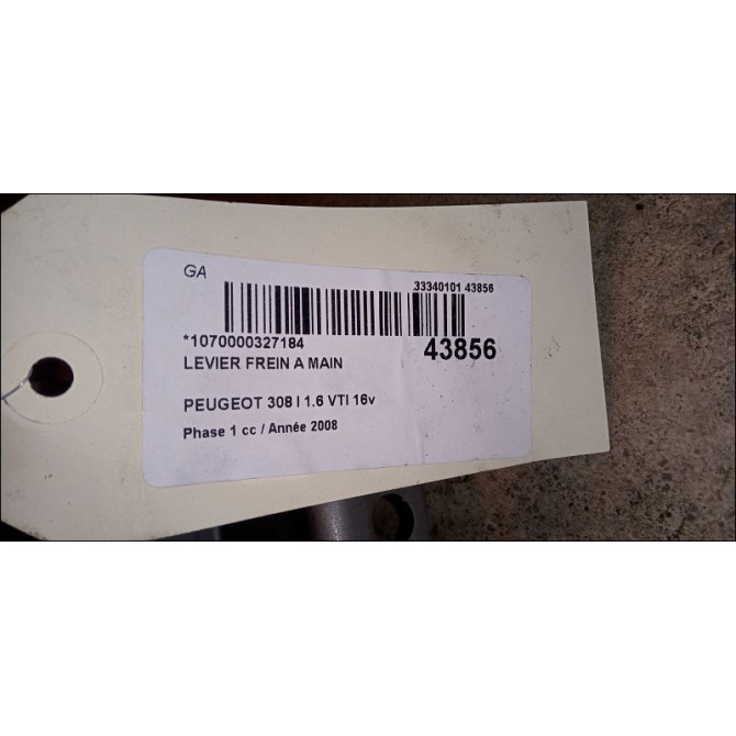 Levier frein a main occasion PEUGEOT 308 I Phase 1 09-2007->03-2011 1.6 VTI 16v 120ch 98031783ZD 5