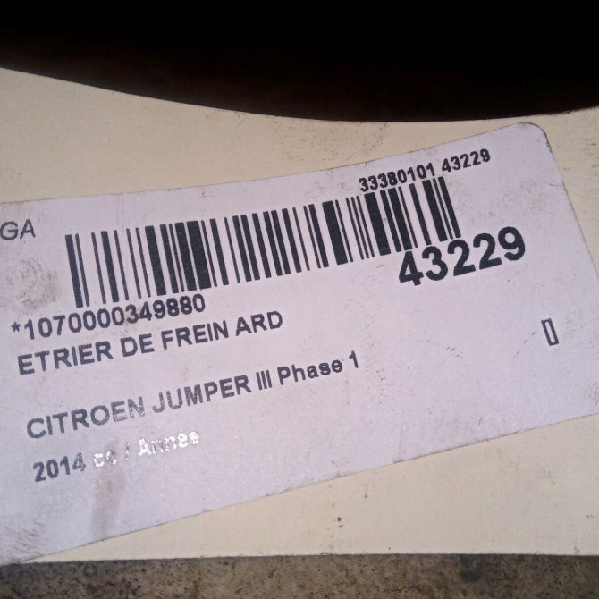 Etrier de frein arrière droit occasion CITROEN JUMPER III Phase 1 06-2006->... 1612437380 3