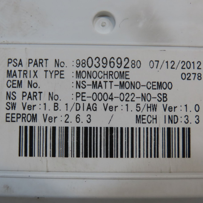 Compteur occasion PEUGEOT RCZ Phase 2 09-2012->... 2.0 HDI 160ch 9805535280 5