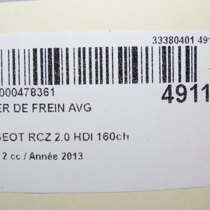 Etrier de frein avant gauche occasion PEUGEOT RCZ Phase 2 09-2012->... 2.0 HDI 160ch 4400W9 6