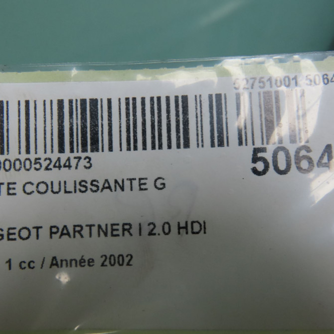 Porte coulissante g occasion PEUGEOT PARTNER I Phase 1 01-1997->12-2002 2.0 HDI 9835686280 4
