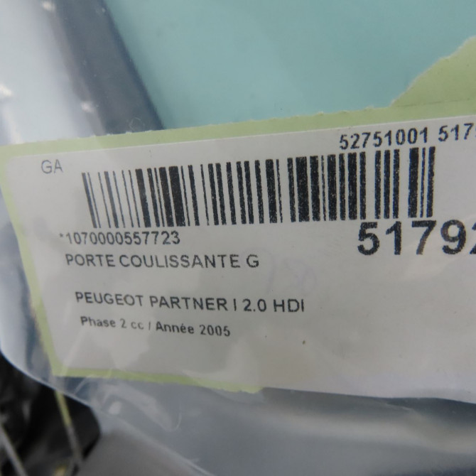 Porte coulissante g occasion PEUGEOT PARTNER I Phase 2 11-2002->05-2008 2.0 HDI 9835686280 6