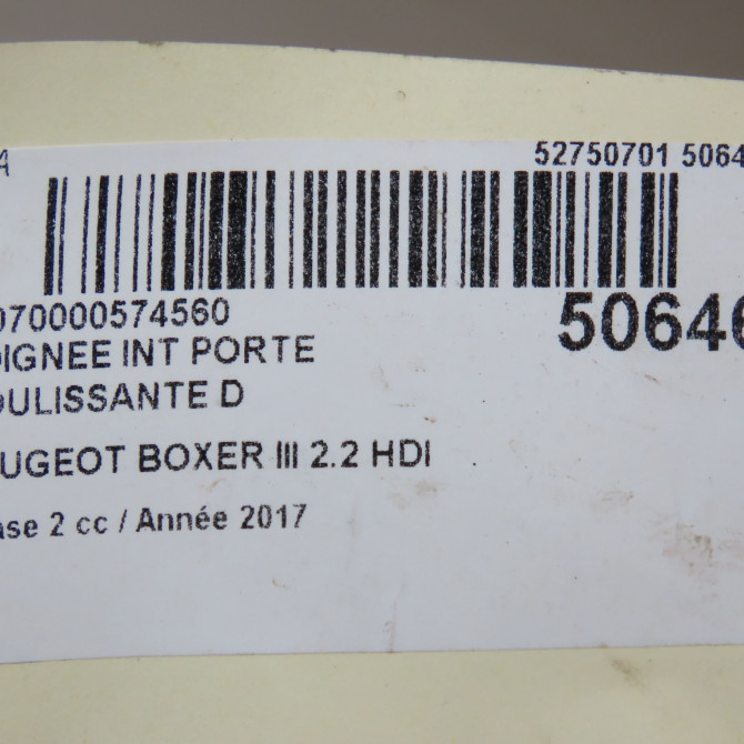 Poignee int porte coulissante d occasion PEUGEOT BOXER III Phase 1 04-1995->04-1999 2.2 HDI 130ch 1607147480 4