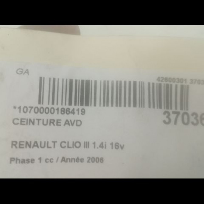 Ceinture avant droite occasion RENAULT CLIO III Phase 1 09-2005->03-2009 1.4i 16v 100ch 8200751509 4