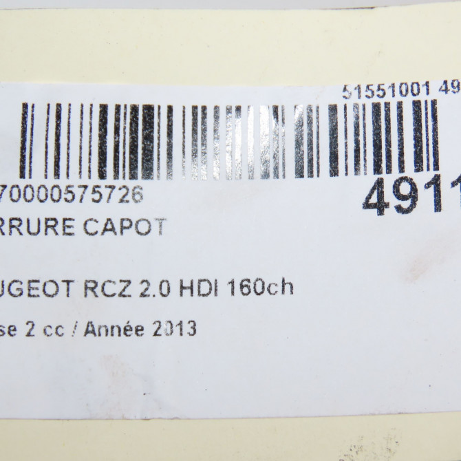 Serrure capot occasion PEUGEOT RCZ Phase 2 09-2012->... 2.0 HDI 160ch 7934F1 4