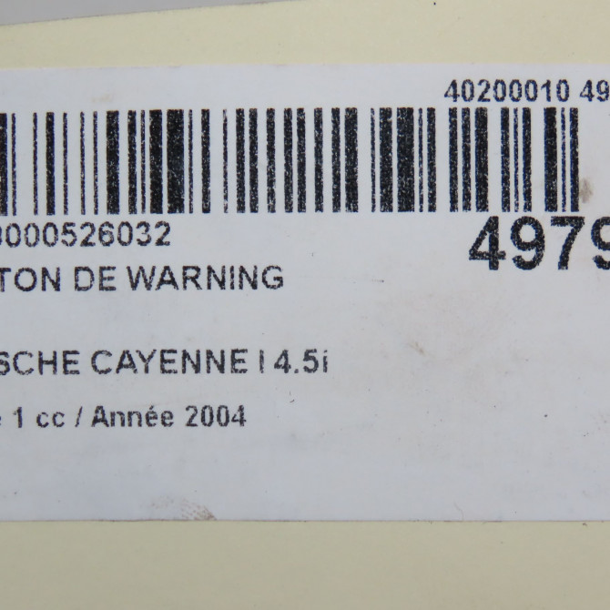 Bouton de warning occasion PORSCHE CAYENNE I Phase 1 11-2003->12-2006 4.5i 450ch 955613254006N3 5