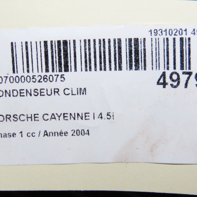 Condenseur clim occasion PORSCHE CAYENNE I Phase 1 11-2003->12-2006 4.5i 450ch 95557311104 5