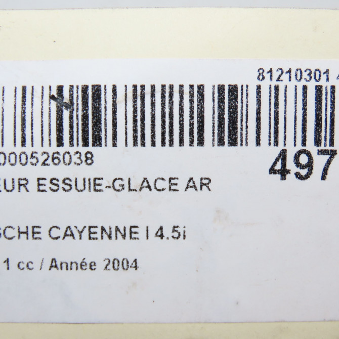 Moteur essuie-glace arrière occasion PORSCHE CAYENNE I Phase 1 11-2003->12-2006 4.5i 450ch 958955712 5