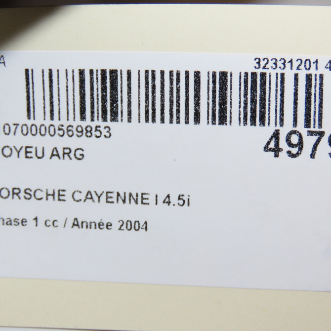 Moyeu arg occasion PORSCHE CAYENNE I Phase 1 11-2003->12-2006 4.5i 450ch 95534190100 5