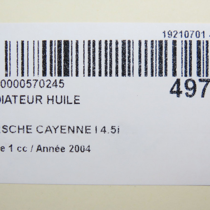 Radiateur huile occasion PORSCHE CAYENNE I Phase 1 11-2003->12-2006 4.5i 450ch 94810727603 6