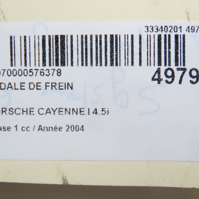 Pedale de frein occasion PORSCHE CAYENNE I Phase 1 11-2003->12-2006 4.5i 450ch 6