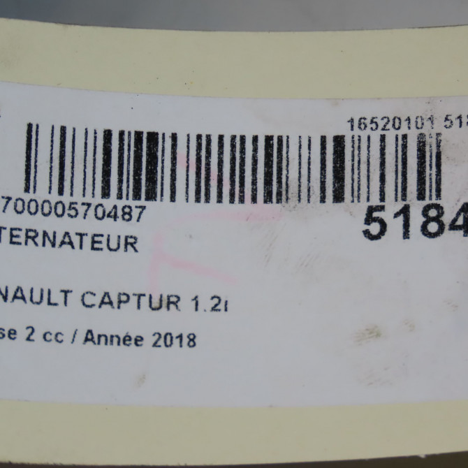Alternateur occasion RENAULT CAPTUR Phase 1 04-1995->04-1999 1.2i 120ch 7