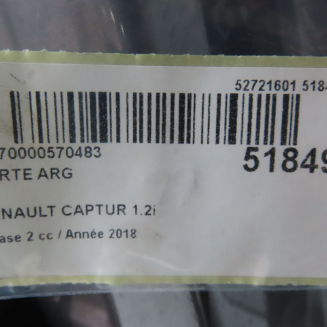 Porte arrière gauche occasion RENAULT CAPTUR Phase 1 04-1995->04-1999 1.2i 120ch 4