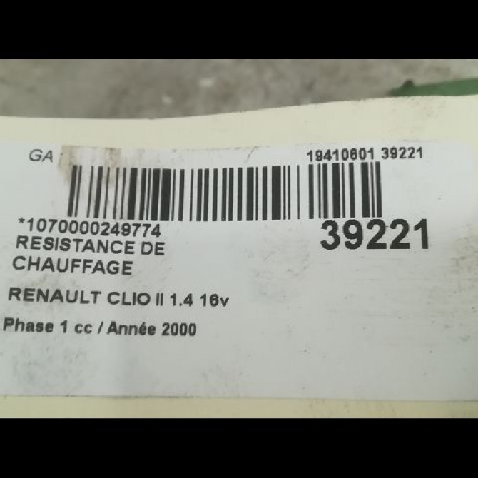 Resistance de chauffage occasion RENAULT CLIO II Phase 1 03-1998->06-2001 1.4 16v 7701206351 3