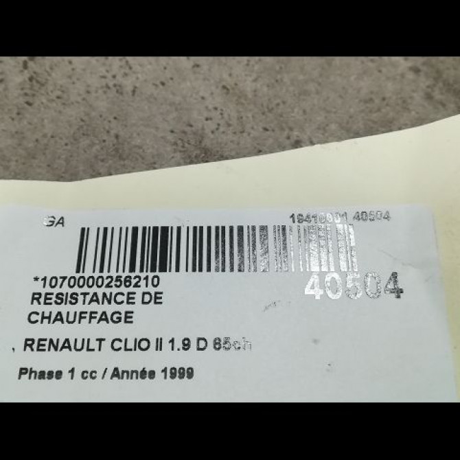 Resistance de chauffage occasion RENAULT CLIO II Phase 1 03-1998->06-2001 1.9 D 65ch 7701044815 2
