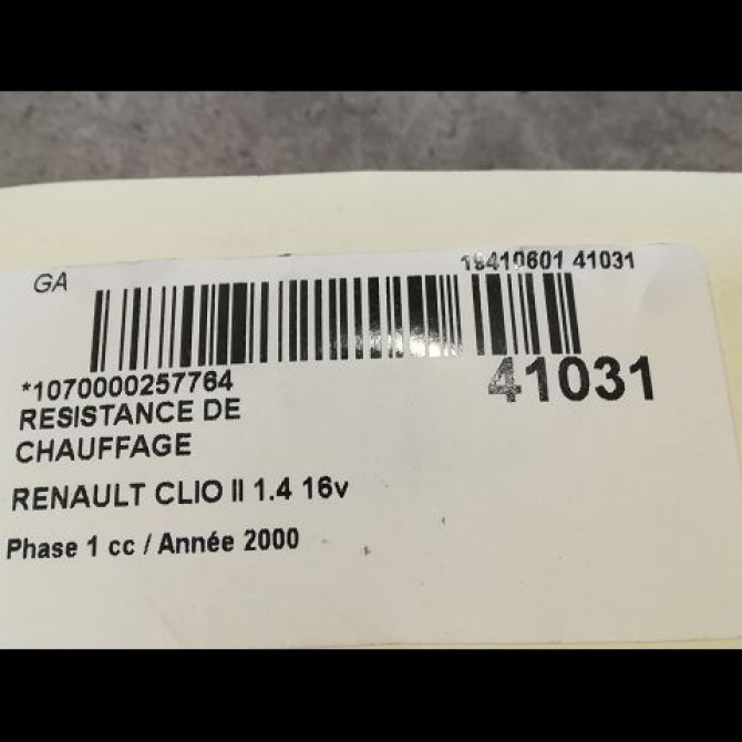 Resistance de chauffage occasion RENAULT CLIO II Phase 1 03-1998->06-2001 1.4 16v 7701206351 2
