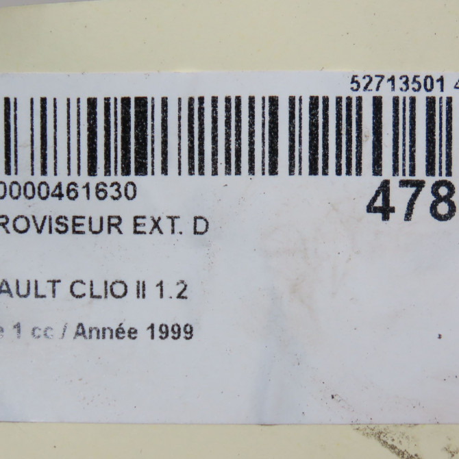 Retroviseur exterieur manuel droit occasion RENAULT CLIO II Phase 1 03-1998->06-2001 1.2 7701044383 5