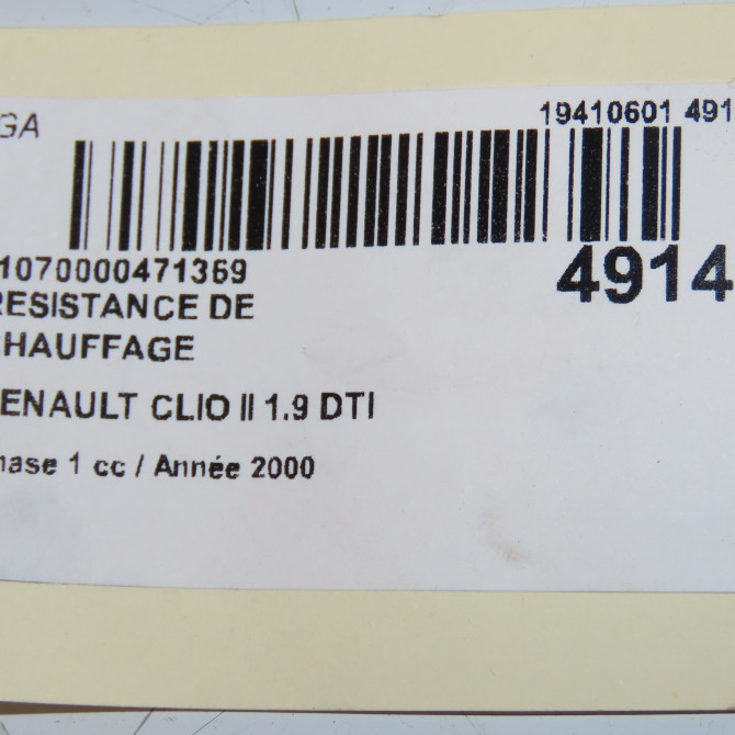 Resistance de chauffage occasion RENAULT CLIO II Phase 1 03-1998->06-2001 1.9 DTI 3