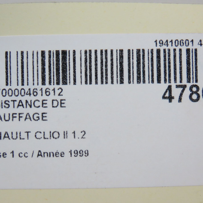 Resistance de chauffage occasion RENAULT CLIO II Phase 1 03-1998->06-2001 1.2 6