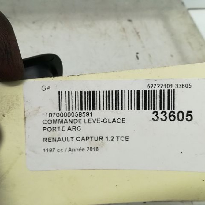 Commande leve-glace porte arrière gauche occasion RENAULT CAPTUR Phase 1 02-2013->... 1.2i 118 16V 254218614R 4