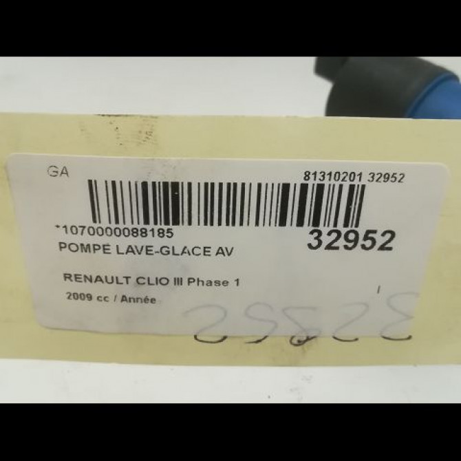 Pompe lave-glace avant occasion RENAULT CLIO III Phase 1 09-2005->03-2009 7700428386 3