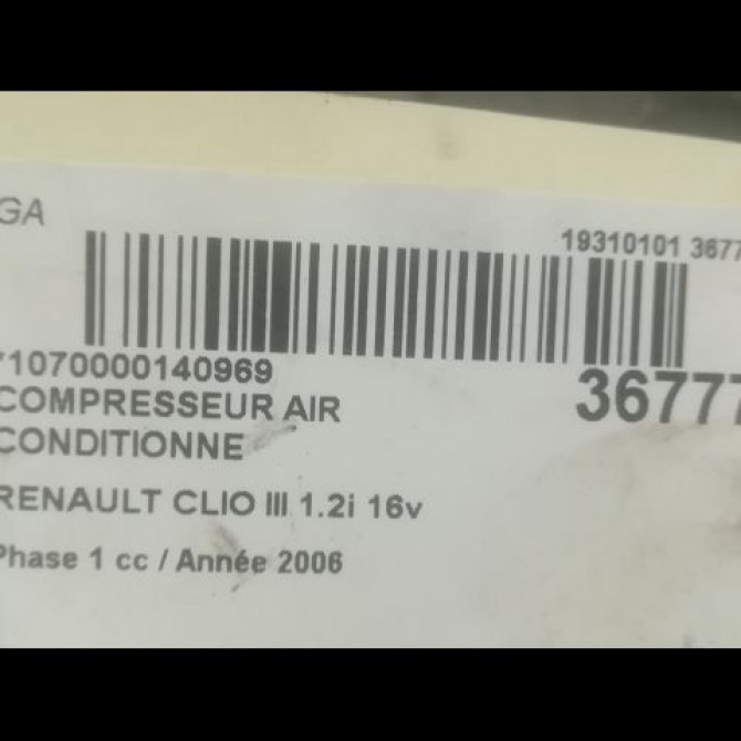 Compresseur air conditionne occasion RENAULT CLIO III Phase 1 09-2005->03-2009 1.2i 16v 75ch 8200819568 4