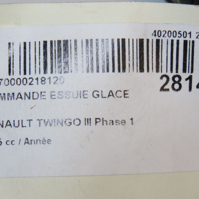 Commande essuie glace occasion RENAULT TWINGO III Phase 1 06-2014->... 8201168013 5