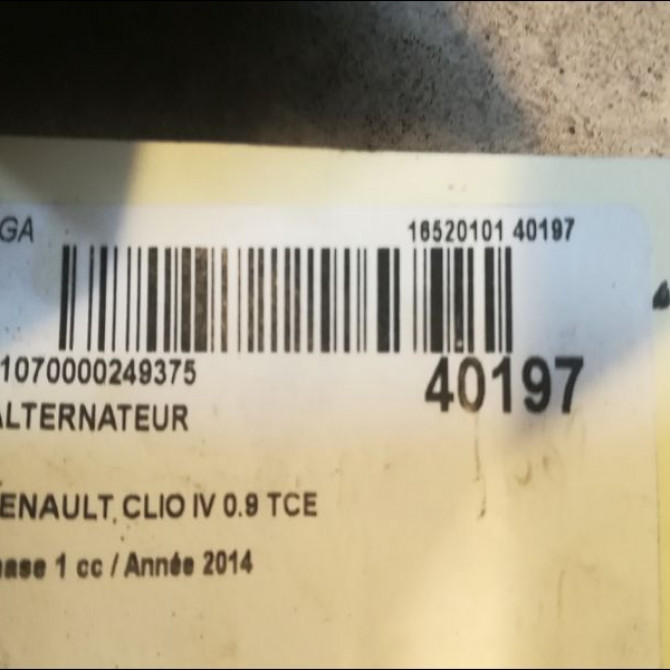 Alternateur occasion RENAULT CLIO IV Phase 1 07-2012->... 0.9 TCE 90ch 231006677R 4