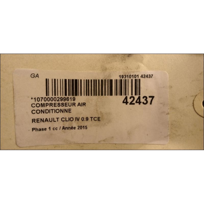 Compresseur air conditionne occasion RENAULT CLIO IV Phase 1 07-2012->... 0.9 TCE 90ch 926007953R 4