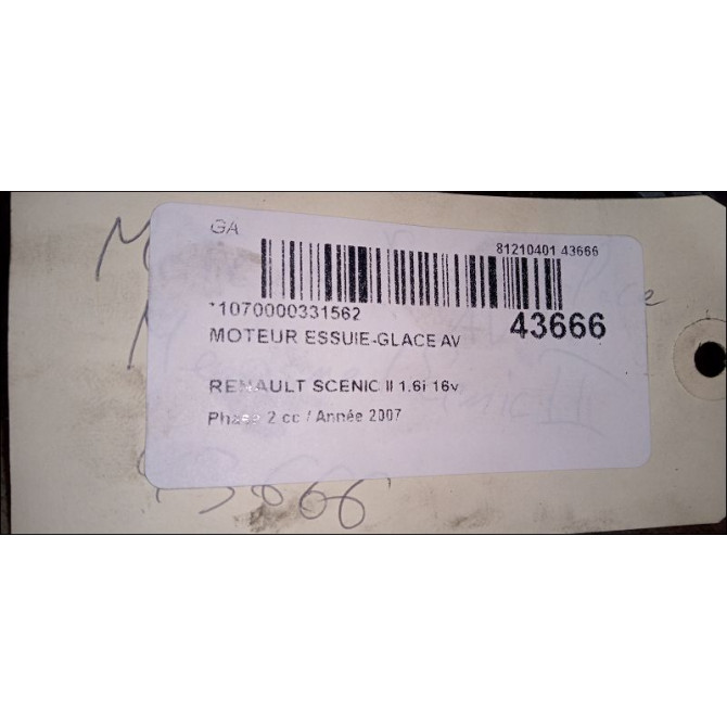 Pompe lave-glace avant occasion RENAULT SCENIC II Phase 2 09-2006->04-2009 1.6i 16v 7700428386 3