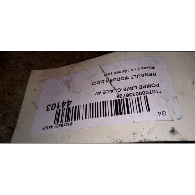 Pompe lave-glace avant occasion RENAULT MODUS Phase 2 01-2008->12-2012 1.5 DCI 75ch 7700428386 2