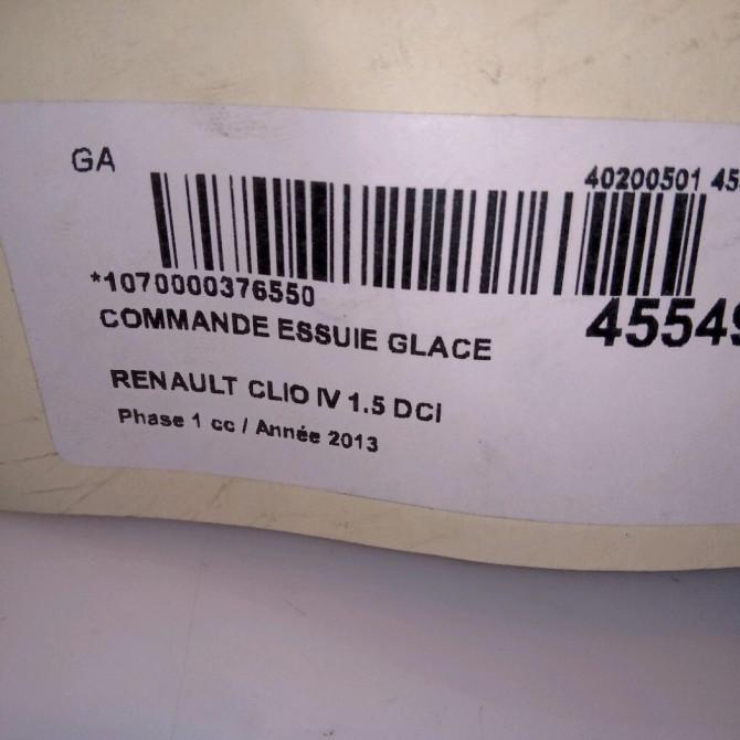 Commande essuie glace occasion RENAULT CLIO IV Phase 1 07-2012->... 1.5 DCI 90ch 8201168013 4